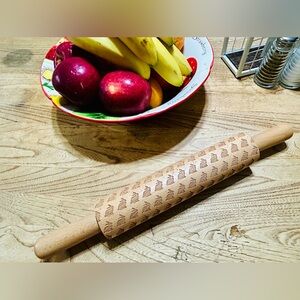 Wooden Rolling Pin Bunny Embossed